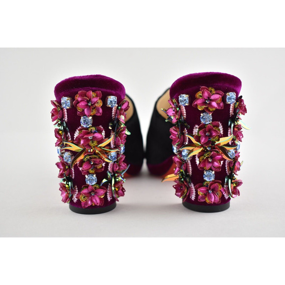 Christian Louboutin Donaflor 100 Black Velvet Figue Sandal Mule Heel Pump 36 - Picture 10 of 12